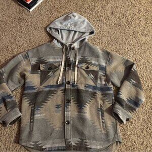 Staccato Gray and Cream western Hooded shacket